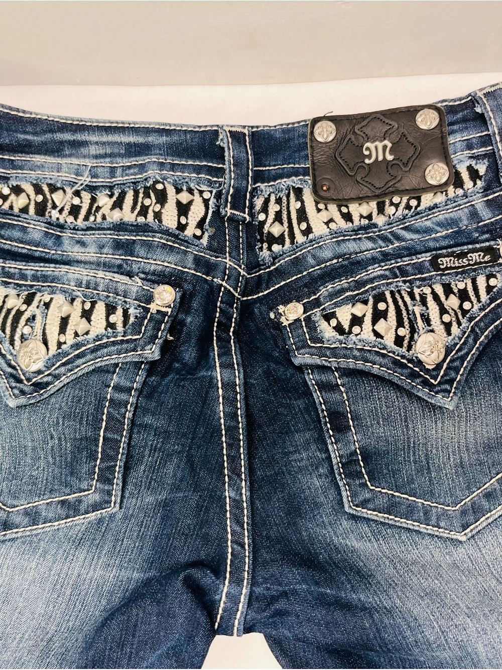 Miss Me Dark Blue Embroidered Back Pocket Bootcut Jeans